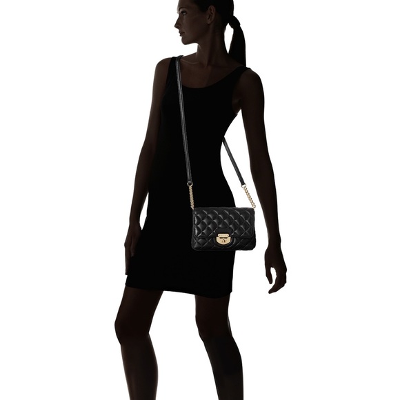 Calvin Klein Women's Metallic Quilted Lamb Leather Crossbody - Picture 3 of 12